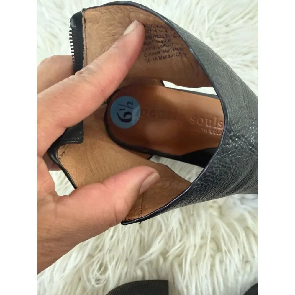 Gentle Souls Keneth Cole Black Leather Cutout High Heel Sandals Size 6.5